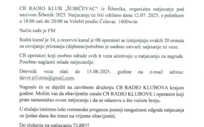 OBAVIJEST O ODRŽAVANJU NATJECANJA CB RADIO KLUBA “ŠUBIĆEVAC”