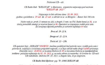 CB Radio klub “BJELOVAR” iz Bjelovara, organizira natjecanje pod nazivom “BJELOVAR 2021”
